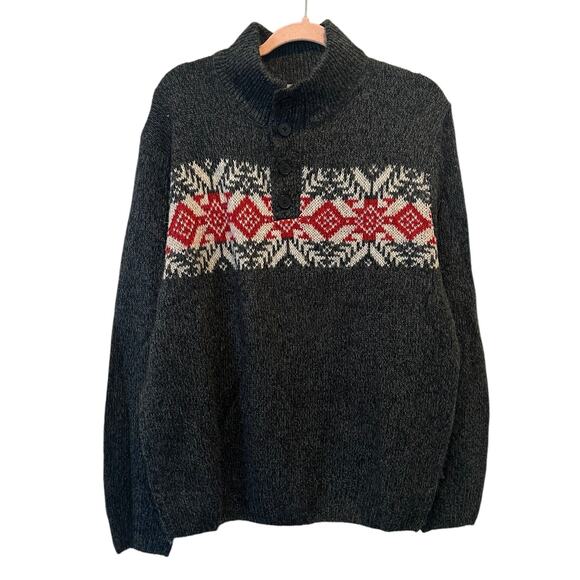 Oscar De Larenta Oversized 3/4 Button Pullover Oversized Fisherman Sweater XL - Picture 3 of 14